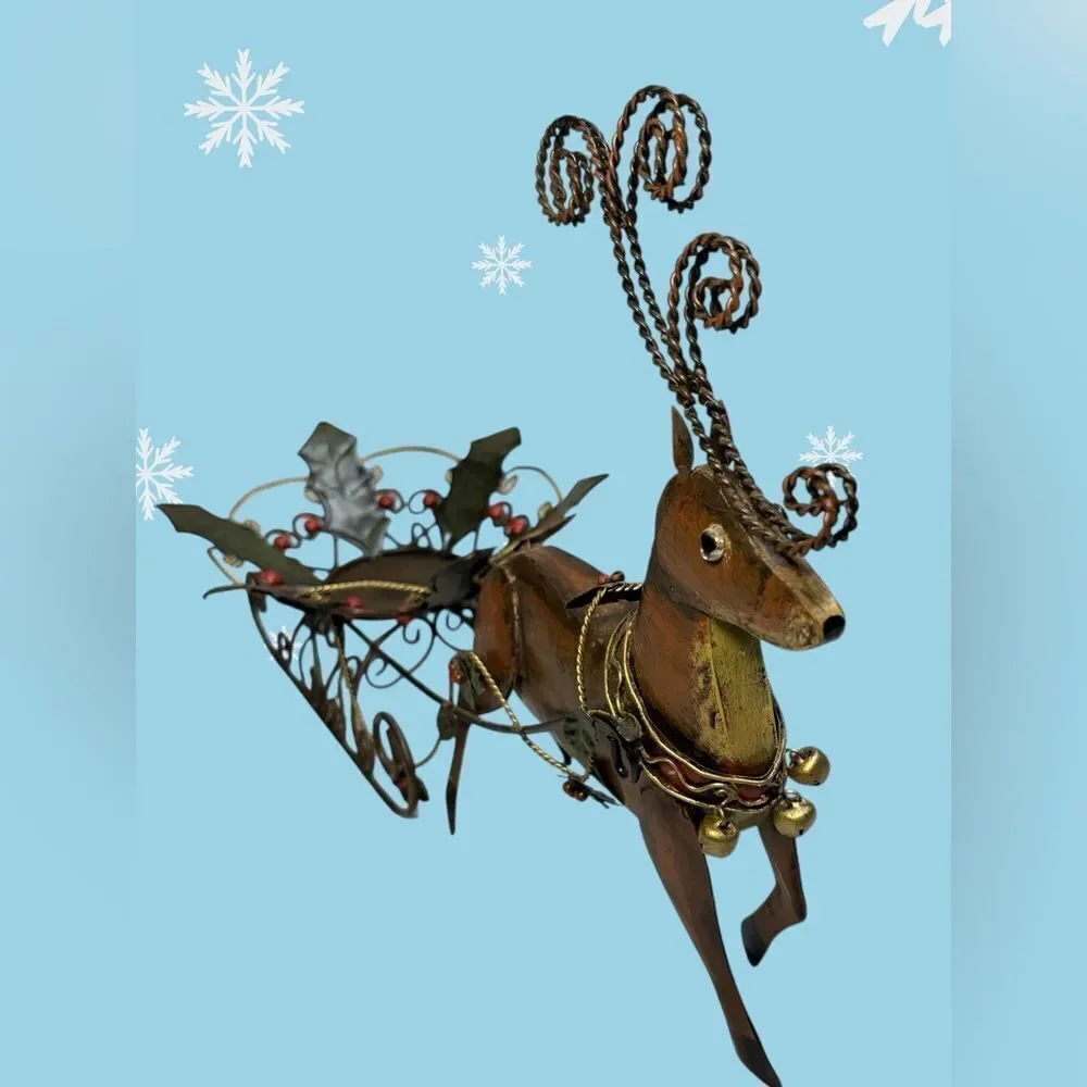 Elegant Reindeer and Sleigh Holiday Decor Candle holder